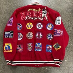 90s Negro League Baseball Team Patches Varsity Jacket (Size 3XL)
